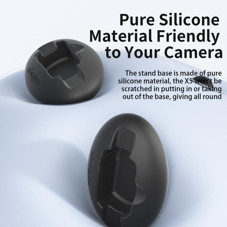 For Insta360 X5 / X4 aMagisn Silicone Base Desktop Stand Car Dashboard Holder(Black) - Mount & Holder by aMagisn | Online Shopping UK | buy2fix