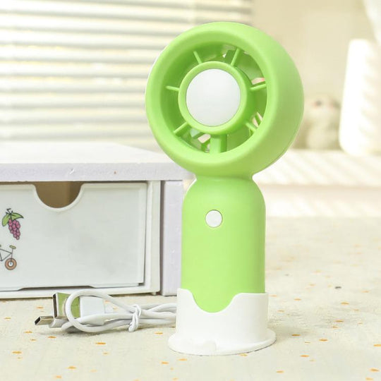 Handheld Rechargeable Fan Outdoor Camping Cooling Fan With Phone Holder Base(Green)