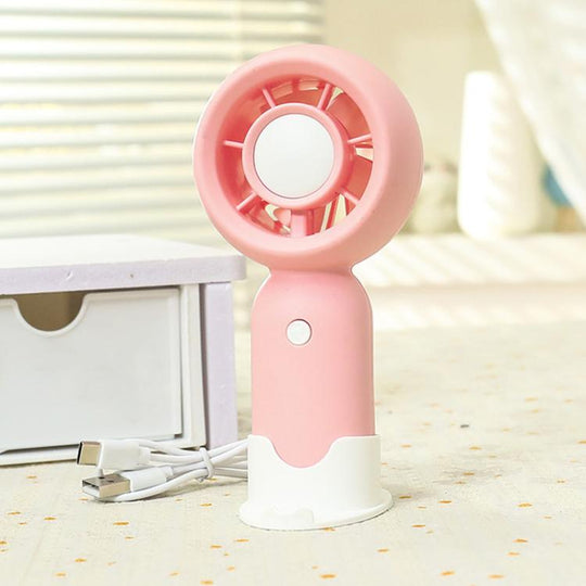 Handheld Rechargeable Fan Outdoor Camping Cooling Fan With Phone Holder Base(Pink)