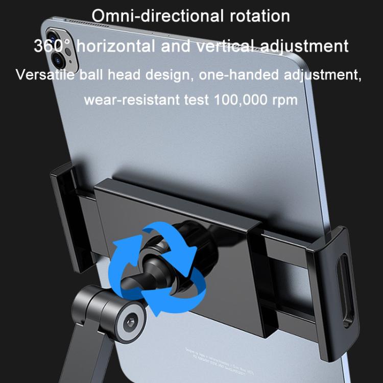 For 4.7-12.9inch Cell Phone Tablet PC Universal Bracket Base 360 Rotation Foldable Wall Mounted Support Holder Clip(Dark Gray) - Shower & Wall Mounts by buy2fix | Online Shopping UK | buy2fix