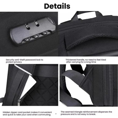 15.6-16.6 Inch Hard Shell Laptop Backpack with USB+Type-C Charging Ports Unisex Anti-Theft  Business Travel Bag Black - Backpack by buy2fix | Online Shopping UK | buy2fix