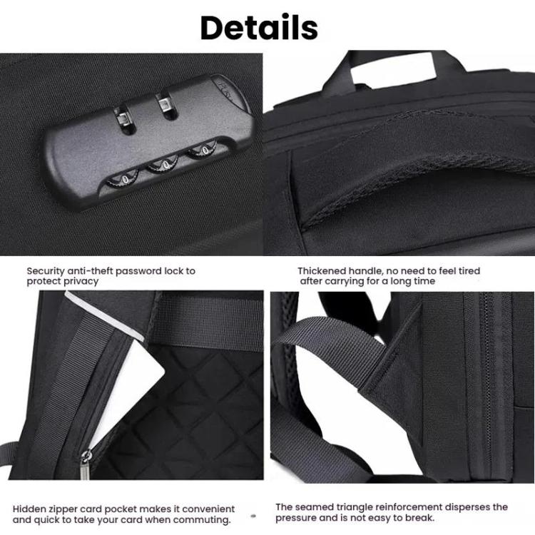 15.6-16.6 Inch Hard Shell Laptop Backpack with USB+Type-C Charging Ports Unisex Anti-Theft  Business Travel Bag Airbag Blue - Backpack by buy2fix | Online Shopping UK | buy2fix