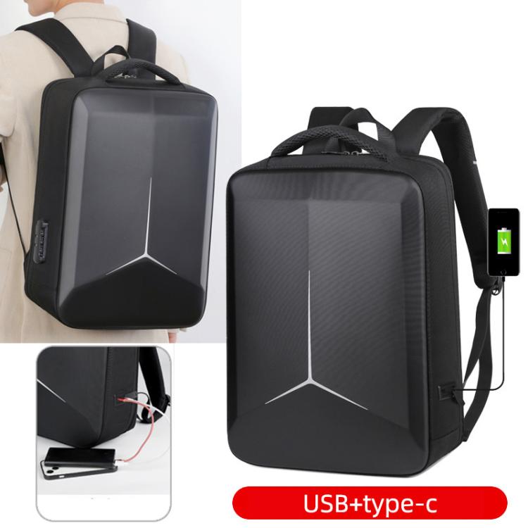 15.6-16.6 Inch Hard Shell Laptop Backpack with USB+Type-C Charging Ports Unisex Anti-Theft  Business Travel Bag Black - Backpack by buy2fix | Online Shopping UK | buy2fix