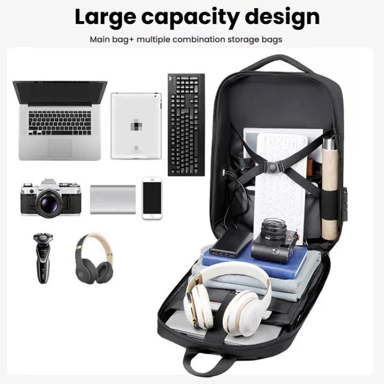 15.6-16.6 Inch Hard Shell Laptop Backpack with USB+Type-C Charging Ports Unisex Anti-Theft  Business Travel Bag Airbag Gray - Backpack by buy2fix | Online Shopping UK | buy2fix