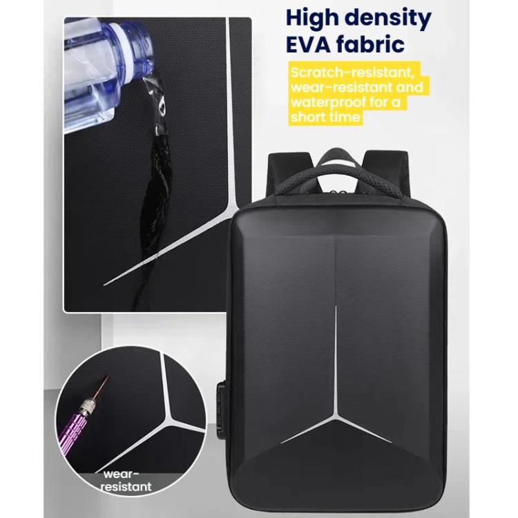 15.6-16.6 Inch Hard Shell Laptop Backpack with USB+Type-C Charging Ports Unisex Anti-Theft  Business Travel Bag Airbag Black - Backpack by buy2fix | Online Shopping UK | buy2fix