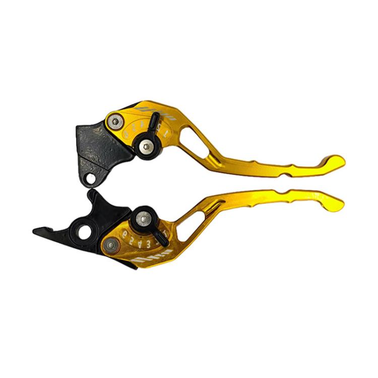 1pair TJSB-032 Aluminum Alloy Left Drum Right Disc Handle Brake Clutch Horn Handlebar Lever(Gold) - Motorbike Brakes by buy2fix | Online Shopping UK | buy2fix