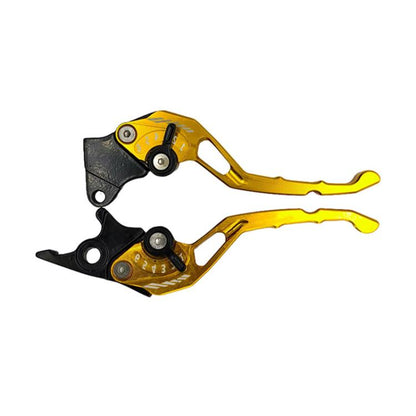 1pair TJSB-032 Aluminum Alloy Left Drum Right Disc Handle Brake Clutch Horn Handlebar Lever(Gold) - Motorbike Brakes by buy2fix | Online Shopping UK | buy2fix
