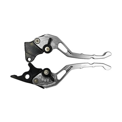 1pair TJSB-032 Aluminum Alloy Left Drum Right Disc Handle Brake Clutch Horn Handlebar Lever(Silver) - Motorbike Brakes by buy2fix | Online Shopping UK | buy2fix