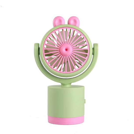 Cartoon Rabbit Desktop Fan USB Charging Handheld Fan Up And Down Adjustable Wind Direction(Green)