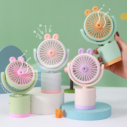 Cartoon Rabbit Desktop Fan USB Charging Handheld Fan Up And Down Adjustable Wind Direction(Pink) - Electric Fans by buy2fix | Online Shopping UK | buy2fix