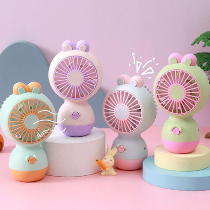 Cute Cartoon Rabbit Desktop Fan Children Summer Cool Gifts Handheld Rechargeable Fan(Light Blue) - Electric Fans by buy2fix | Online Shopping UK | buy2fix
