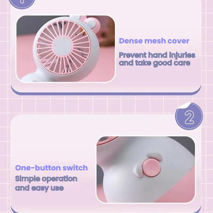 Cute Cartoon Rabbit Desktop Fan Children Summer Cool Gifts Handheld Rechargeable Fan(Light Blue) - Electric Fans by buy2fix | Online Shopping UK | buy2fix