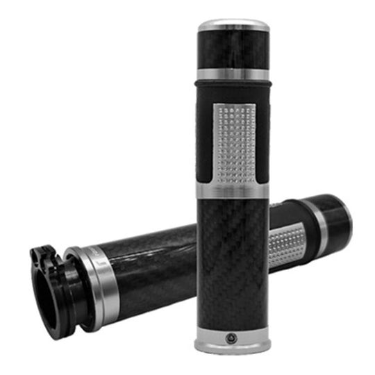 1pair Universal Motorcycle Carbon Fiber Grip Cover Throttle Turn Decorative Cover(Silver)