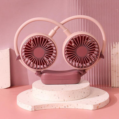 Outdoor Folding Mini Neck Fan Portable USB Rechargeable Summer Gift Fan, Color: Devil Pink Purple - Electric Fans by buy2fix | Online Shopping UK | buy2fix