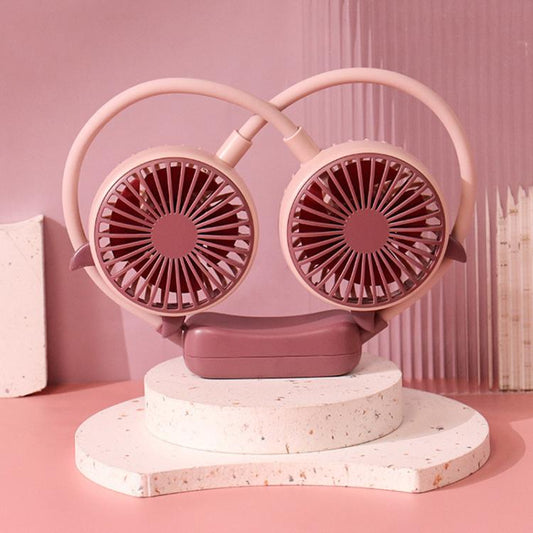 Outdoor Folding Mini Neck Fan Portable USB Rechargeable Summer Gift Fan, Color: Devil Pink Purple - Electric Fans by buy2fix | Online Shopping UK | buy2fix