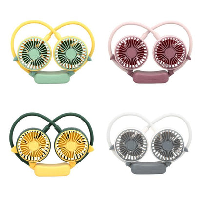 Outdoor Folding Mini Neck Fan Portable USB Rechargeable Summer Gift Fan, Color: Cat Ears Green - Electric Fans by buy2fix | Online Shopping UK | buy2fix