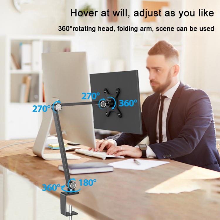 Rotating Aluminum Portable Monitor Stand Tablet Universal Folding Lifting Desktop Holder(Table Clamp Space Gray) - Lazy Bracket by buy2fix | Online Shopping UK | buy2fix