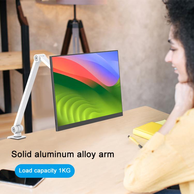 Rotating Aluminum Portable Monitor Stand Tablet Universal Folding Lifting Desktop Holder(Table Clamp White) - Lazy Bracket by buy2fix | Online Shopping UK | buy2fix