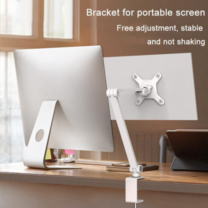 Rotating Aluminum Portable Monitor Stand Tablet Universal Folding Lifting Desktop Holder(Table Clamp White) - Lazy Bracket by buy2fix | Online Shopping UK | buy2fix