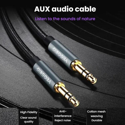VegGieg Aux Car Audio Cable 3.5mm Male To Male Connection Cable For Phone Computer Stereo Amplifier Earphone, Length: 1m(Braided) - Microphone Audio Cable & Connector by VegGieg | Online Shopping UK | buy2fix