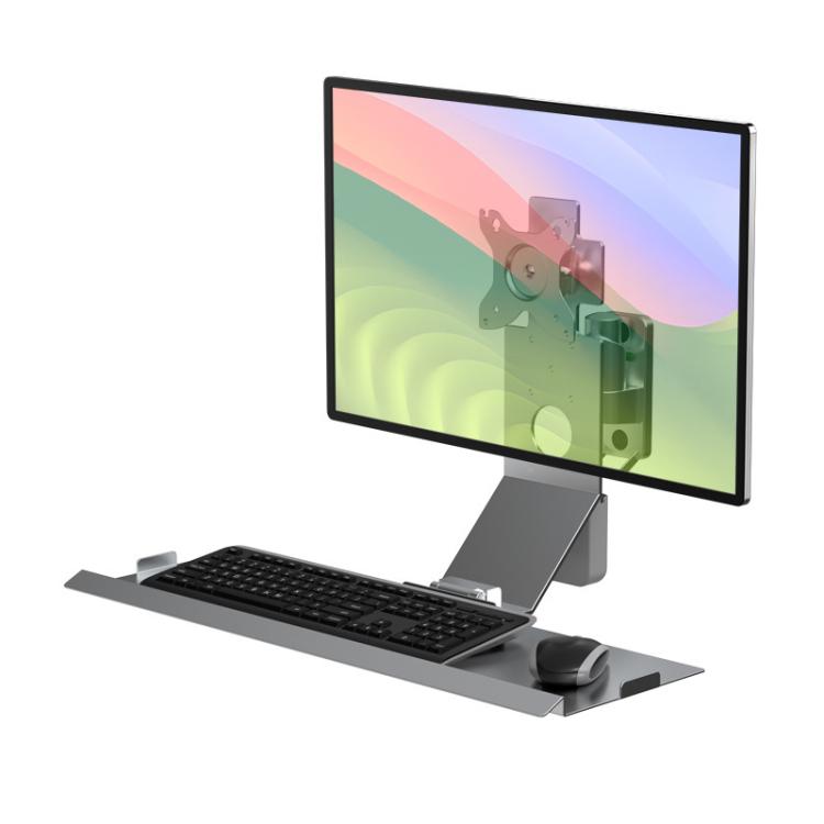 Monitor Bracket Industrial Equipment Cabinet Wall Mount All-In-One Stand Mouse Keyboard Bracket, Style: WKS-1 21x60cm Tray Silver - Host Bracket by buy2fix | Online Shopping UK | buy2fix