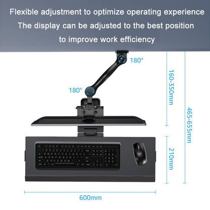 Monitor Bracket Industrial Equipment Cabinet Wall Mount All-In-One Stand Mouse Keyboard Bracket, Style: WKS-2 21x60cm Tray Silver - Host Bracket by buy2fix | Online Shopping UK | buy2fix