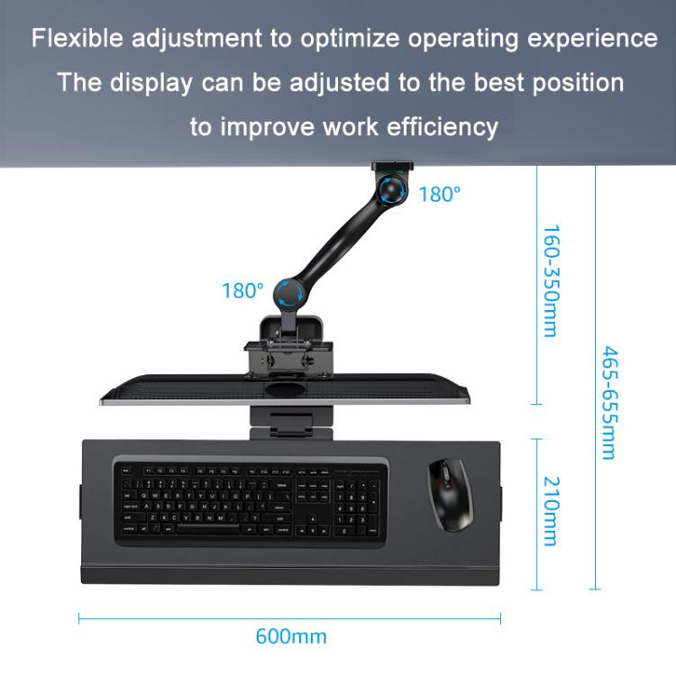 Monitor Bracket Industrial Equipment Cabinet Wall Mount All-In-One Stand Mouse Keyboard Bracket, Style: WKS-1 21x60cm Tray Silver - Host Bracket by buy2fix | Online Shopping UK | buy2fix