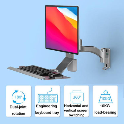 Monitor Bracket Industrial Equipment Cabinet Wall Mount All-In-One Stand Mouse Keyboard Bracket, Style: WKS-1 21x60cm Tray Silver - Host Bracket by buy2fix | Online Shopping UK | buy2fix