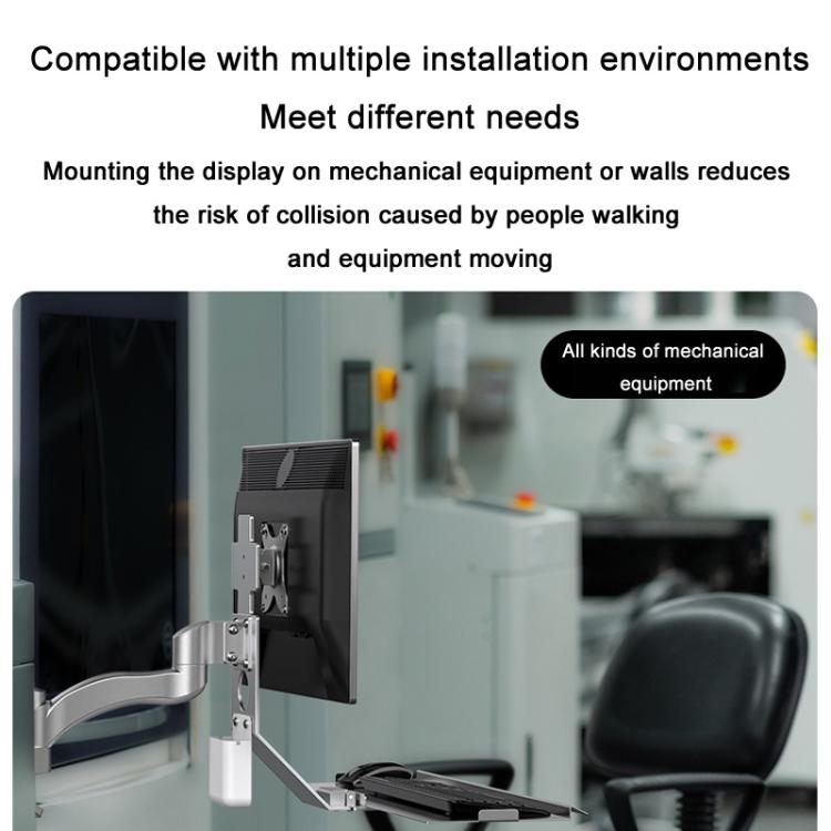 Monitor Bracket Industrial Equipment Cabinet Wall Mount All-In-One Stand Mouse Keyboard Bracket, Style: WKS-2 21x60cm Tray Silver - Host Bracket by buy2fix | Online Shopping UK | buy2fix