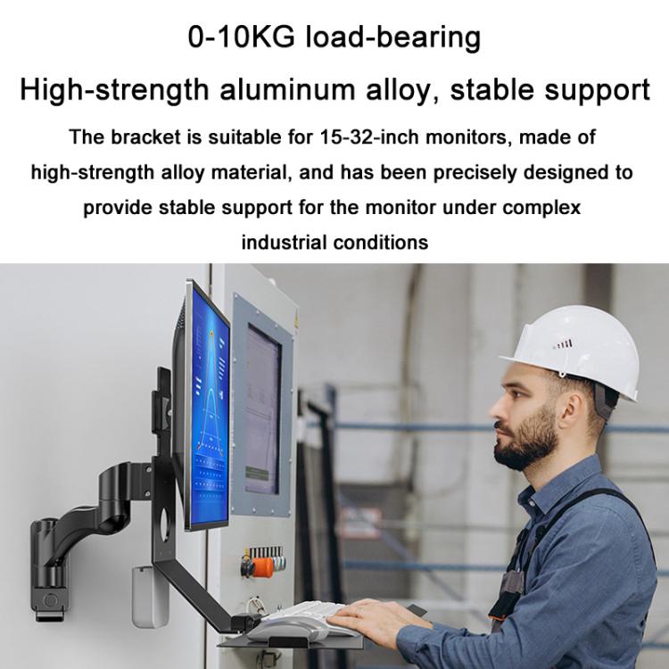 Monitor Bracket Industrial Equipment Cabinet Wall Mount All-In-One Stand Mouse Keyboard Bracket, Style: WKS-2 21x60cm Tray Silver - Host Bracket by buy2fix | Online Shopping UK | buy2fix