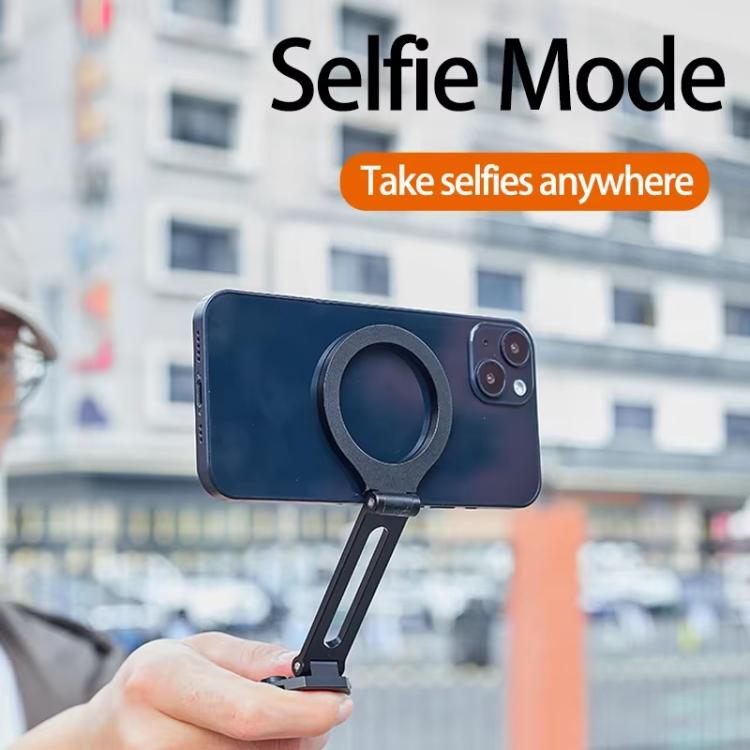 Foldable Magnet Tripod Desk Mount Phone Handle Smartphone Bracket(Silver) - Desktop Holder by buy2fix | Online Shopping UK | buy2fix