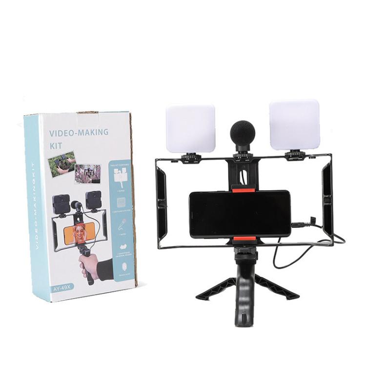 Smartphone Video Rig Kit with LED Fill Light & Microphone All-in-One Mobile Live Streaming(AY-49X) - Stand by buy2fix | Online Shopping UK | buy2fix
