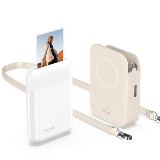 TELESIN Portable Instant Photo Printer With Magnetic Bag & Self-Adhesive Photo Paper For Travel & Memories(White)