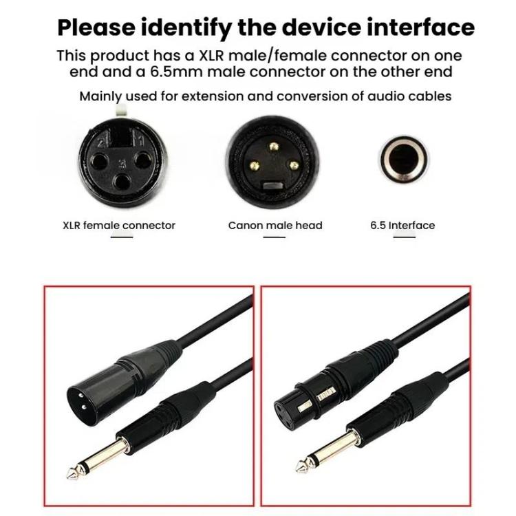 VEGGIEG 3Pin XLR Speaker Loudspeaker Cable Mixer Balanced Audio Microphone Cable, Length: 2m(6.5mm To XLR Male) - Microphone Audio Cable & Connector by VEGGIEG | Online Shopping UK | buy2fix
