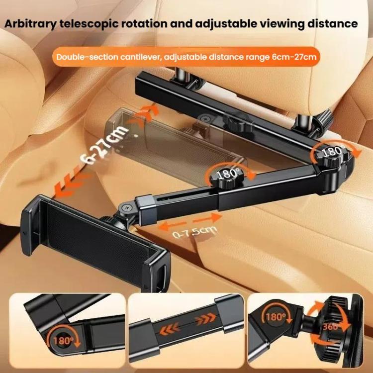 Telescopic Car Rear Pillow Phone Tablet Holder 2-Section Folding Headrest Bracket(Plastic Type) - Universal Car Holders by buy2fix | Online Shopping UK | buy2fix