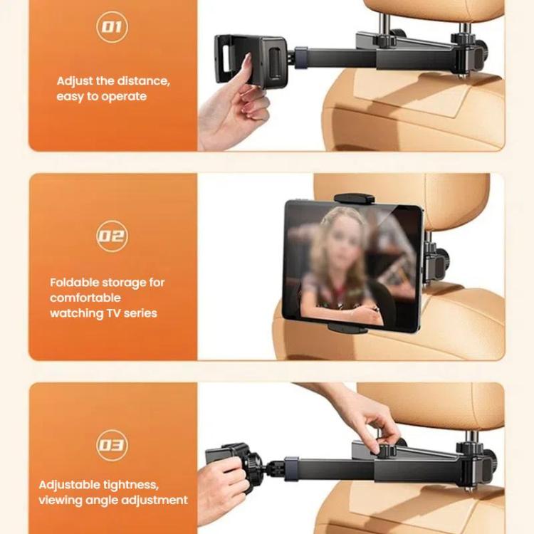 Telescopic Car Rear Pillow Phone Tablet Holder 2-Section Folding Headrest Bracket(Plastic Type) - Universal Car Holders by buy2fix | Online Shopping UK | buy2fix