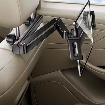 Telescopic Car Rear Pillow Phone Tablet Holder 3-Section Folding Headrest Bracket(Black) - Universal Car Holders by buy2fix | Online Shopping UK | buy2fix