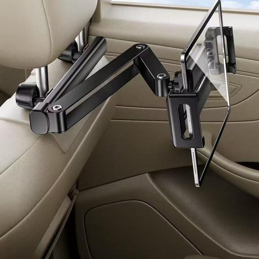 Telescopic Car Rear Pillow Phone Tablet Holder 3-Section Folding Headrest Bracket(Black) - Universal Car Holders by buy2fix | Online Shopping UK | buy2fix