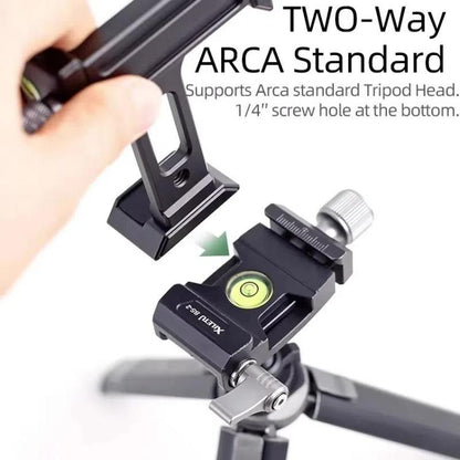 XILETU  XJ-T8 Metal Phone Holder Clamp With Cold Shoe 1/4-inch Screw Hole & Arca-Swiss Compatible Base(Gray) - Lens & Accessories by XILETU | Online Shopping UK | buy2fix