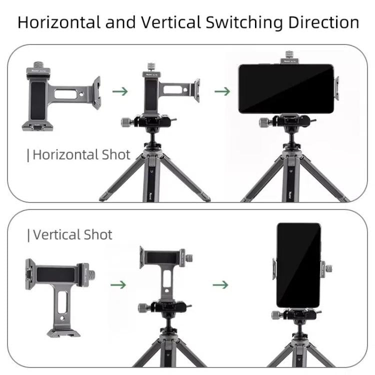 XILETU  XJ-T8 Metal Phone Holder Clamp With Cold Shoe 1/4-inch Screw Hole & Arca-Swiss Compatible Base(Gray) - Lens & Accessories by XILETU | Online Shopping UK | buy2fix
