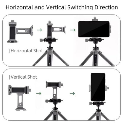 XILETU  XJ-T8 Metal Phone Holder Clamp With Cold Shoe 1/4-inch Screw Hole & Arca-Swiss Compatible Base(Gray) - Lens & Accessories by XILETU | Online Shopping UK | buy2fix
