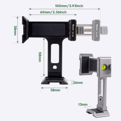 XILETU  XJ-T8 Metal Phone Holder Clamp With Cold Shoe 1/4-inch Screw Hole & Arca-Swiss Compatible Base(Gray) - Lens & Accessories by XILETU | Online Shopping UK | buy2fix