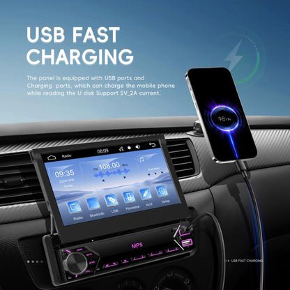 7 inch Universal Manual Retractable Screen Car MP5 Player Car Center Control All-in-One Wired Carplay, Spec: Standard+12 Light Camera - Car MP3 & MP4 & MP5 by buy2fix | Online Shopping UK | buy2fix