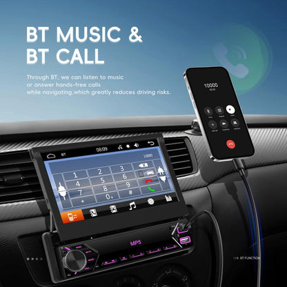 7 inch Universal Manual Retractable Screen Car MP5 Player Car Center Control All-in-One Wired Carplay, Spec: Standard+12 Light Camera - Car MP3 & MP4 & MP5 by buy2fix | Online Shopping UK | buy2fix