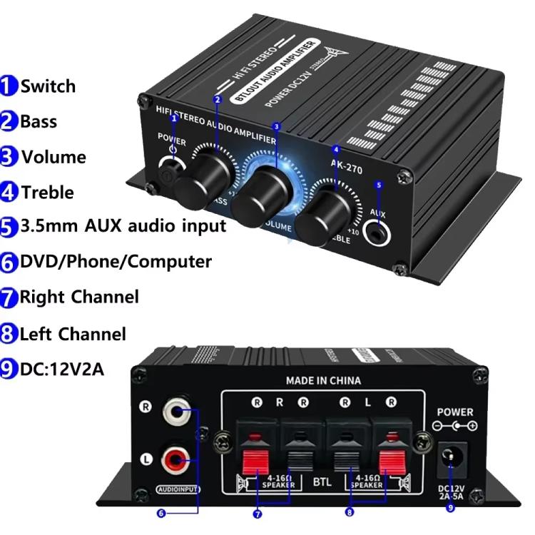 AK270 Car Home Stereo Mini Amplifier - Car Amplifiers by buy2fix | Online Shopping UK | buy2fix