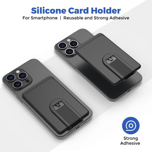 AhaStyle WG133 Adhesive Silicone Cell Phone Card Holder Phone Back Sticker Storage Bag(Black) - Adhesive Card Holders by AhaStyle | Online Shopping UK | buy2fix