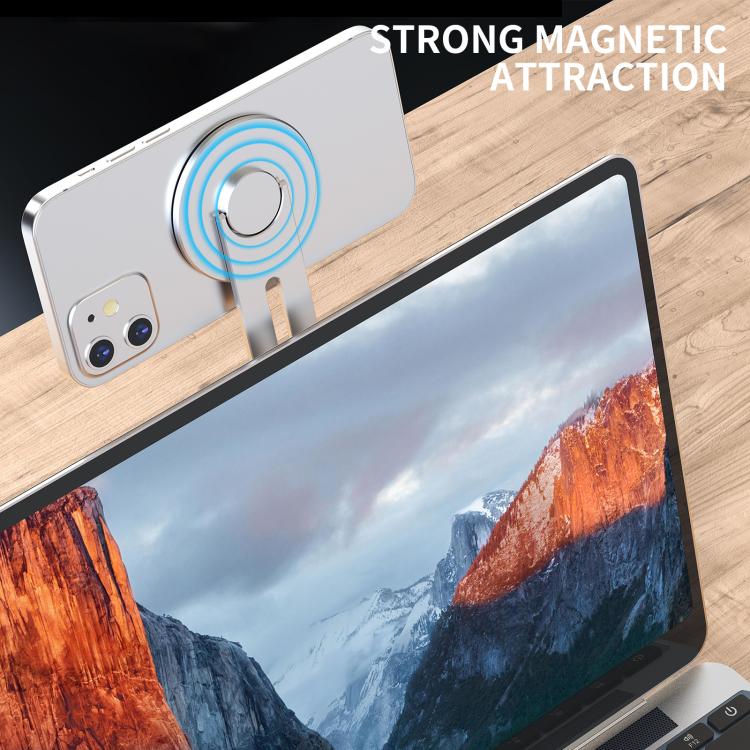 AhaStyle WG26-5 Aluminum MagSafe Circle Magnetic Laptop Expansion Stand Portable Adjustable Phone Holder(Silver) - Hand-Sticking Bracket by AhaStyle | Online Shopping UK | buy2fix
