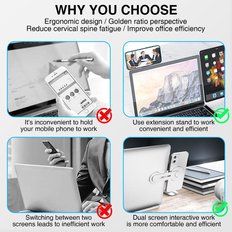 AhaStyle WG26-5 Aluminum MagSafe Circle Magnetic Laptop Expansion Stand Portable Adjustable Phone Holder(Silver) - Hand-Sticking Bracket by AhaStyle | Online Shopping UK | buy2fix