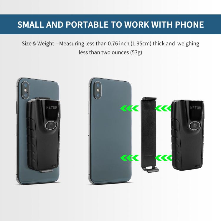 NETUM E800 2D QR Barcode Cell Phone Back Clip Portable Wireless Bluetooth Scanner - Portable Scanner by NETUM | Online Shopping UK | buy2fix