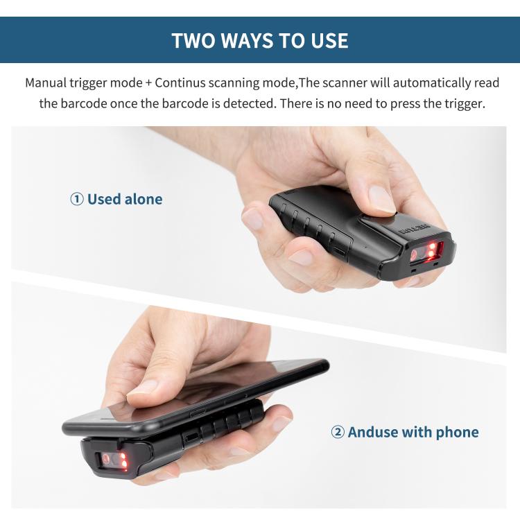 NETUM E800 2D QR Barcode Cell Phone Back Clip Portable Wireless Bluetooth Scanner - Portable Scanner by NETUM | Online Shopping UK | buy2fix